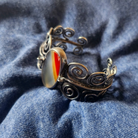 Jewelry - Sterling Silver Agate Statement Cuff Bracelet